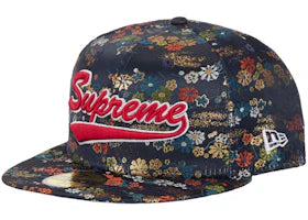 Supreme Floral Jacquard New Era 59Fifty Fitted Hat Navy