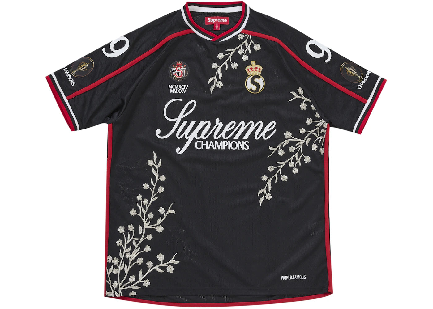 Supreme Floral Fußballtrikot Schwarz - vue 360