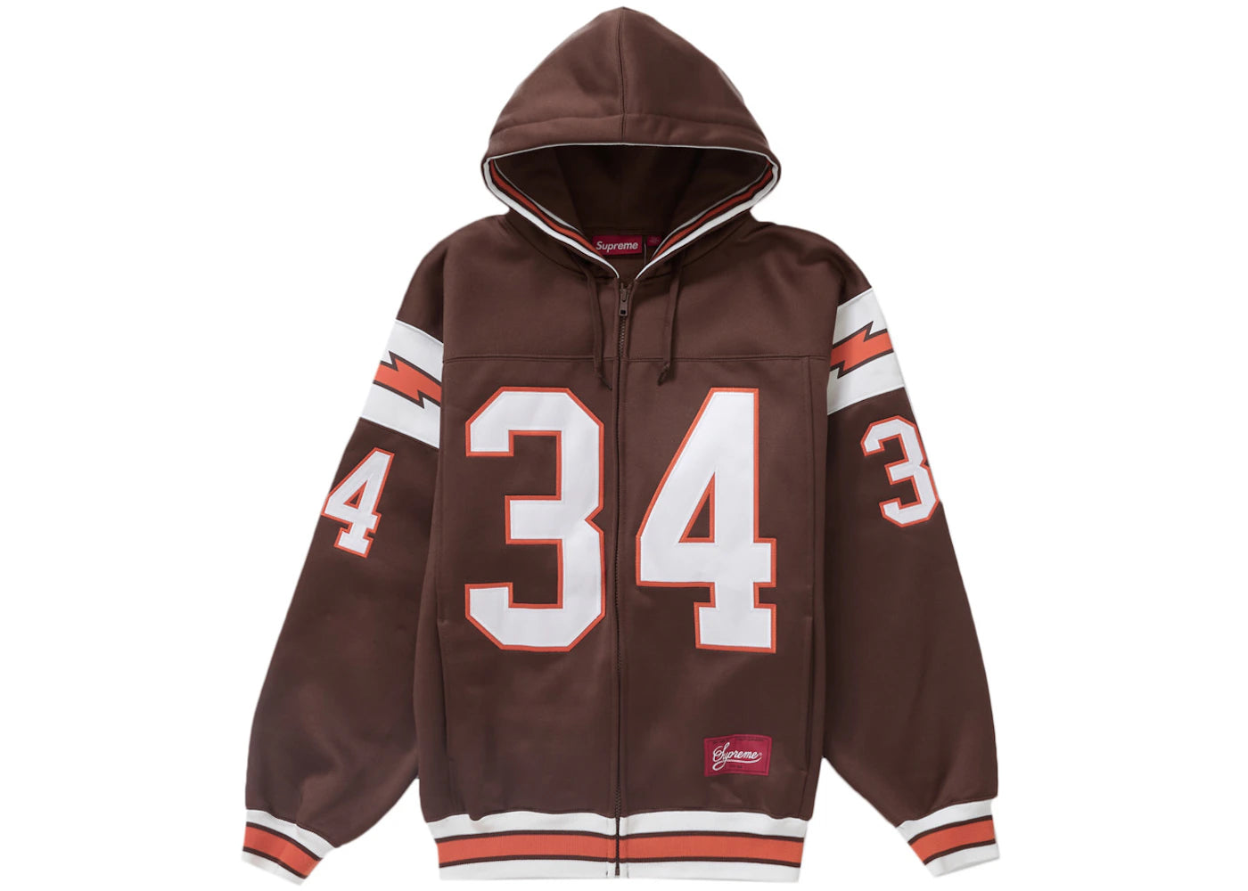 Supreme Football Zip Up Hooded Sweatshirt Brown - vue secondaire A