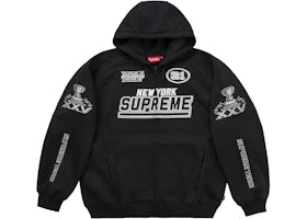 Supreme Football Zip Up Hooded Sweatshirt (FW25) Black - vue 360