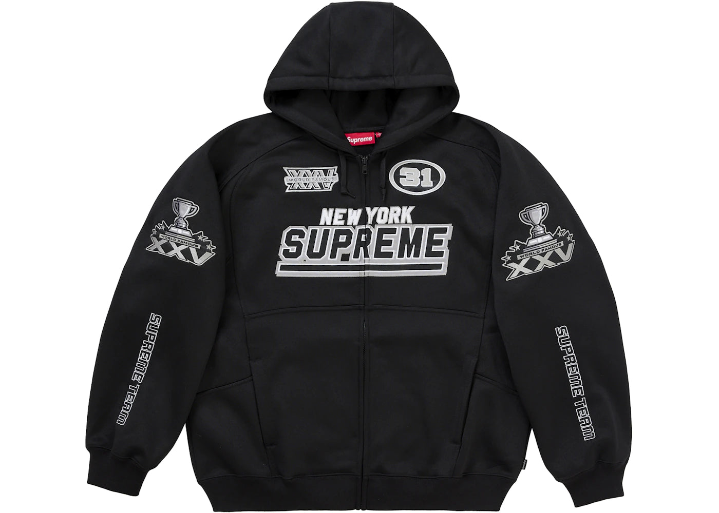 Supreme Football Zip Up Hooded Sweatshirt (FW25) Black - vue secondaire A