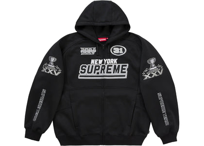 Supreme Football Zip Up Hooded Sweatshirt (FW25) Black - apparel view 2