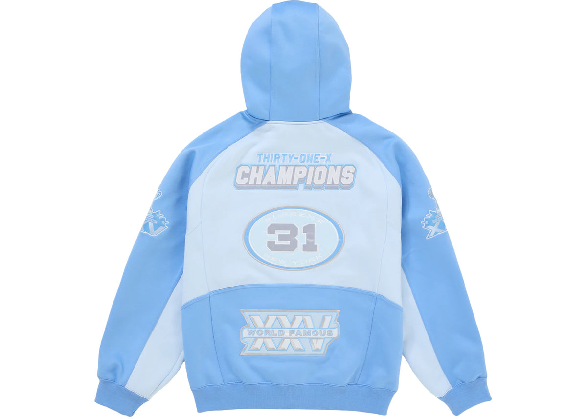 Supreme Football Zip Up Hooded Sweatshirt (FW25) Light Blue - vue secondaire A