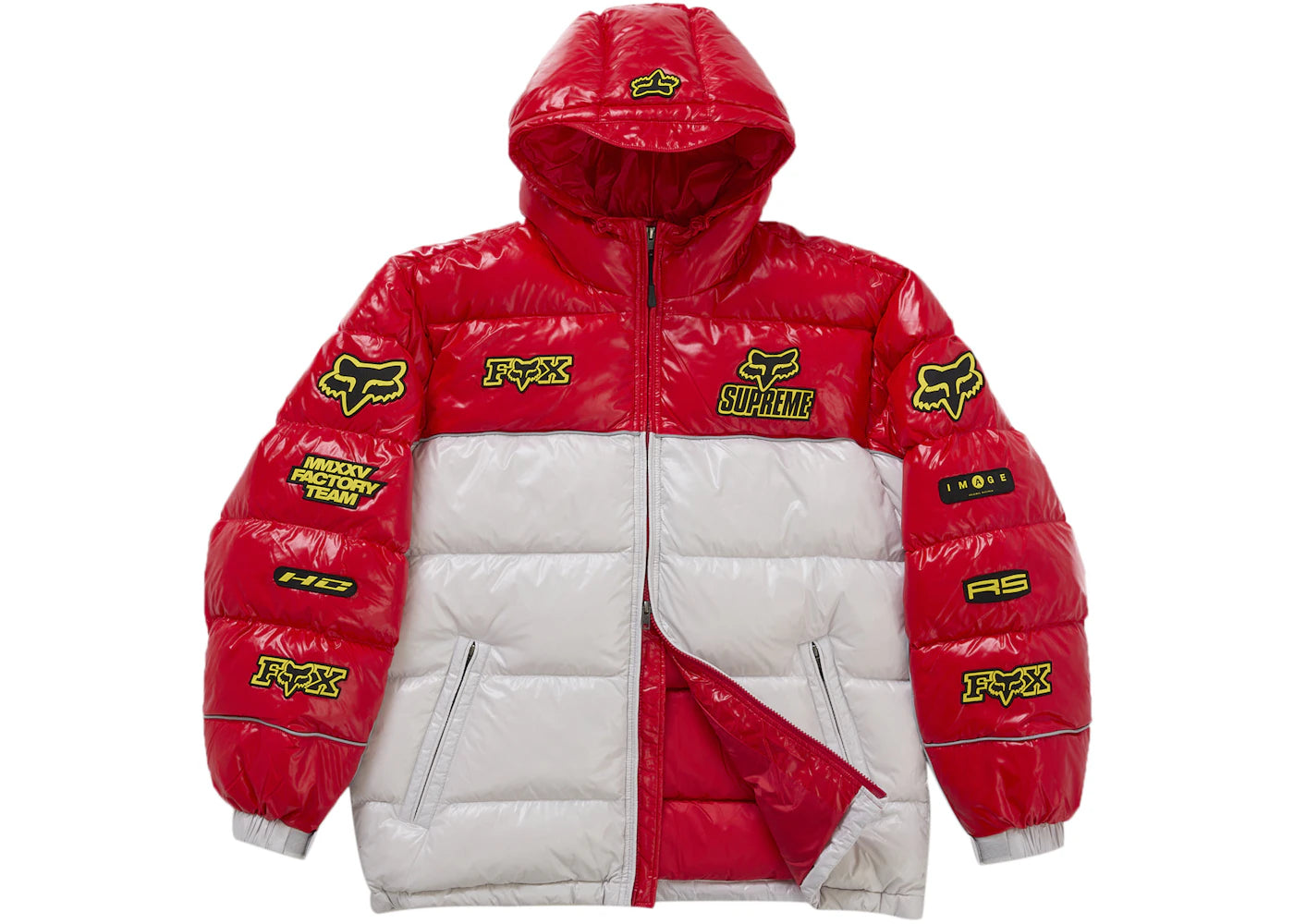 Supreme Fox Racing Shiny Down Puffer Jacket White - vue secondaire B