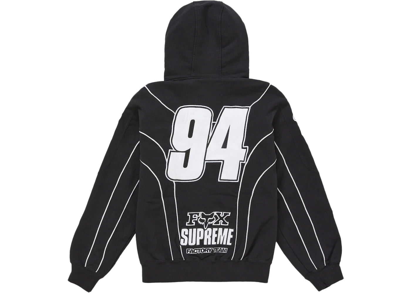 Supreme Fox Racing Zip Up Hooded Sweatshirt Black - vue secondaire A