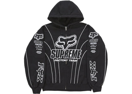 Supreme Fox Racing Zip Up Hooded Sweatshirt Black - authentic Supreme apparel