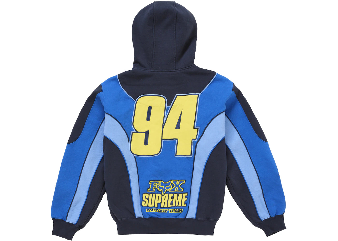 Supreme Fox Racing Zip Up Hooded Sweatshirt Blue - vue secondaire A