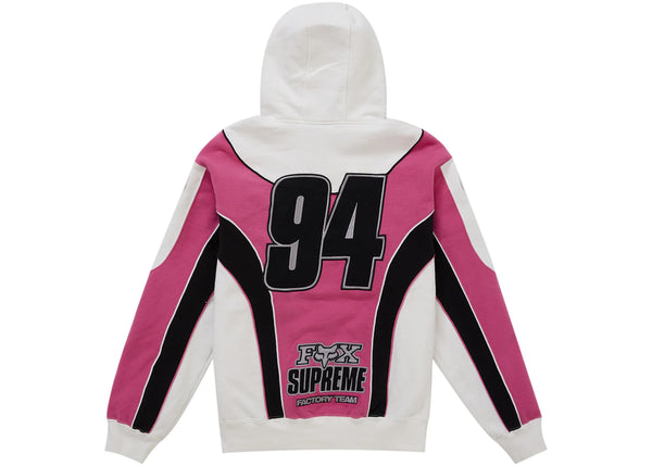 Supreme Fox Racing Zip Up Hooded Sweatshirt White
