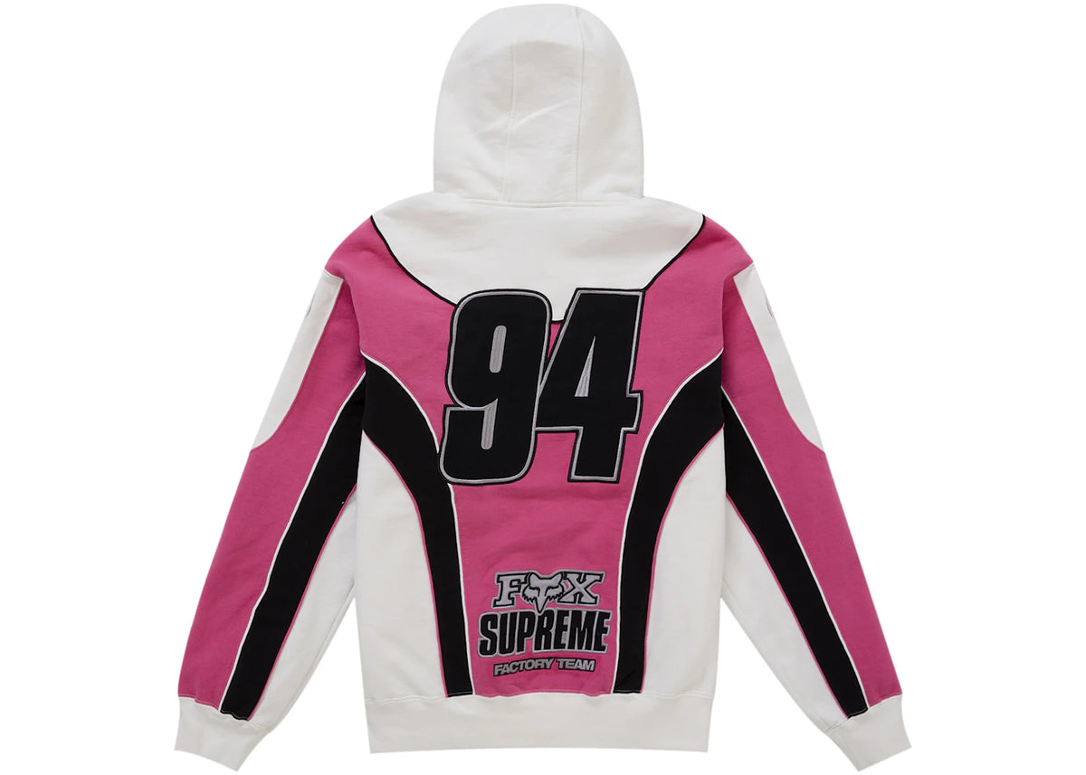 Supreme Fox Racing Zip Up Hooded Sweatshirt White - vue secondaire B