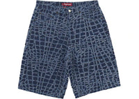 Supreme Frayed Croc Baggy Denim Short Indigo