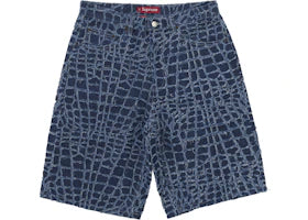 Supreme Frayed Croc Baggy Denim Short Indigo