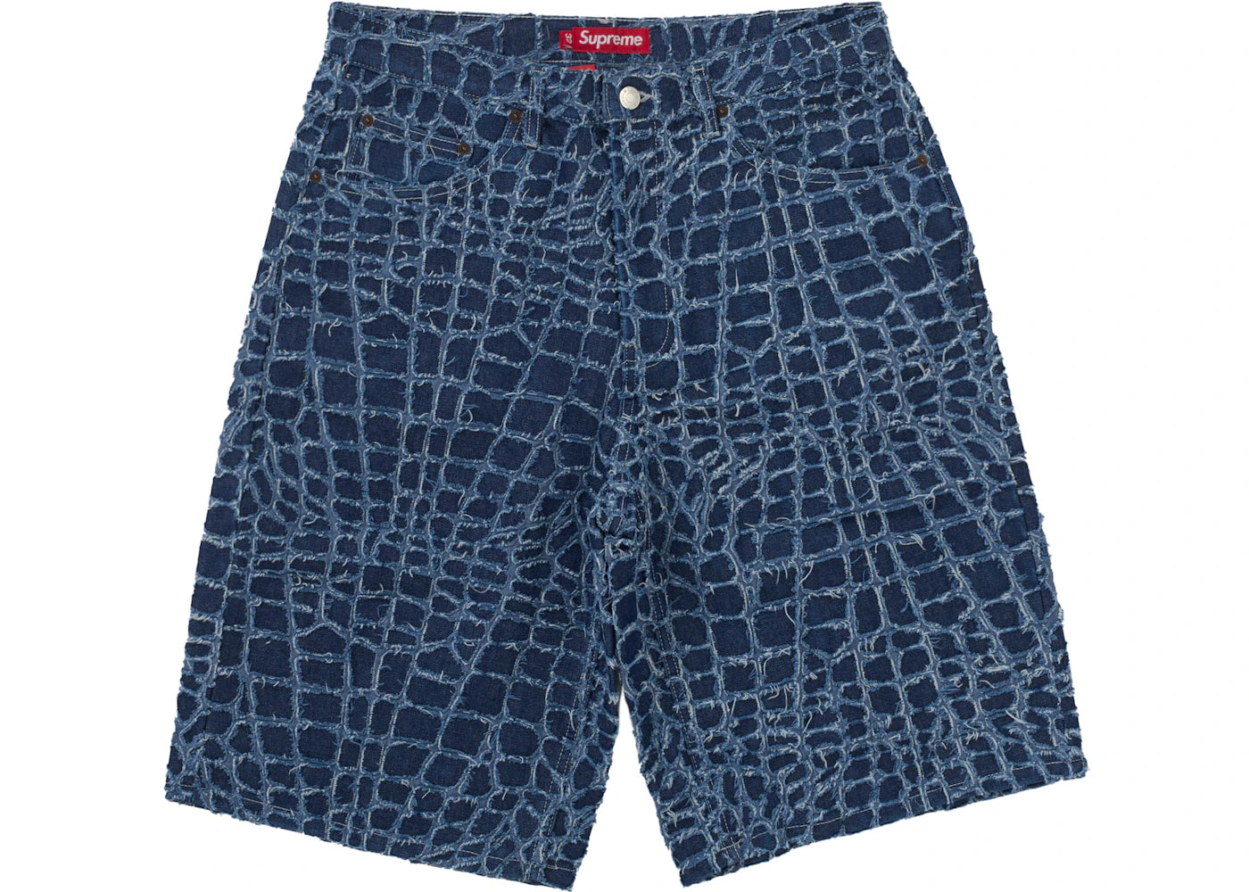 Supreme Frayed Croc Baggy Denim Short Indigo - vue secondaire A