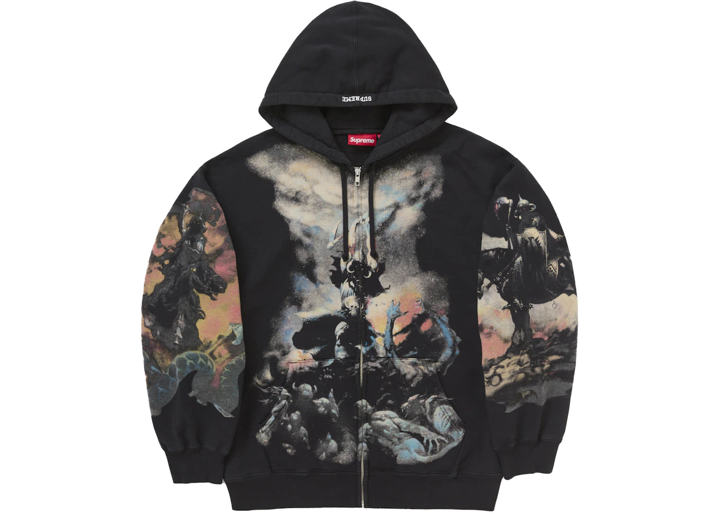 Supreme Frazetta Zip Up Hooded Sweatshirt Black - vue secondaire A
