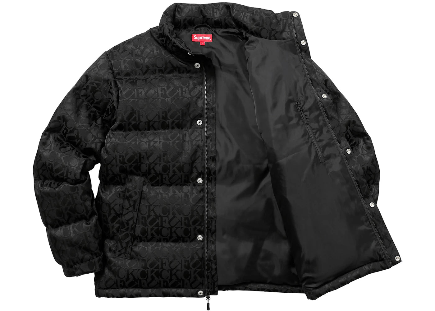 Supreme Fuck Jacquard Puffy Jacket Black - vue secondaire B