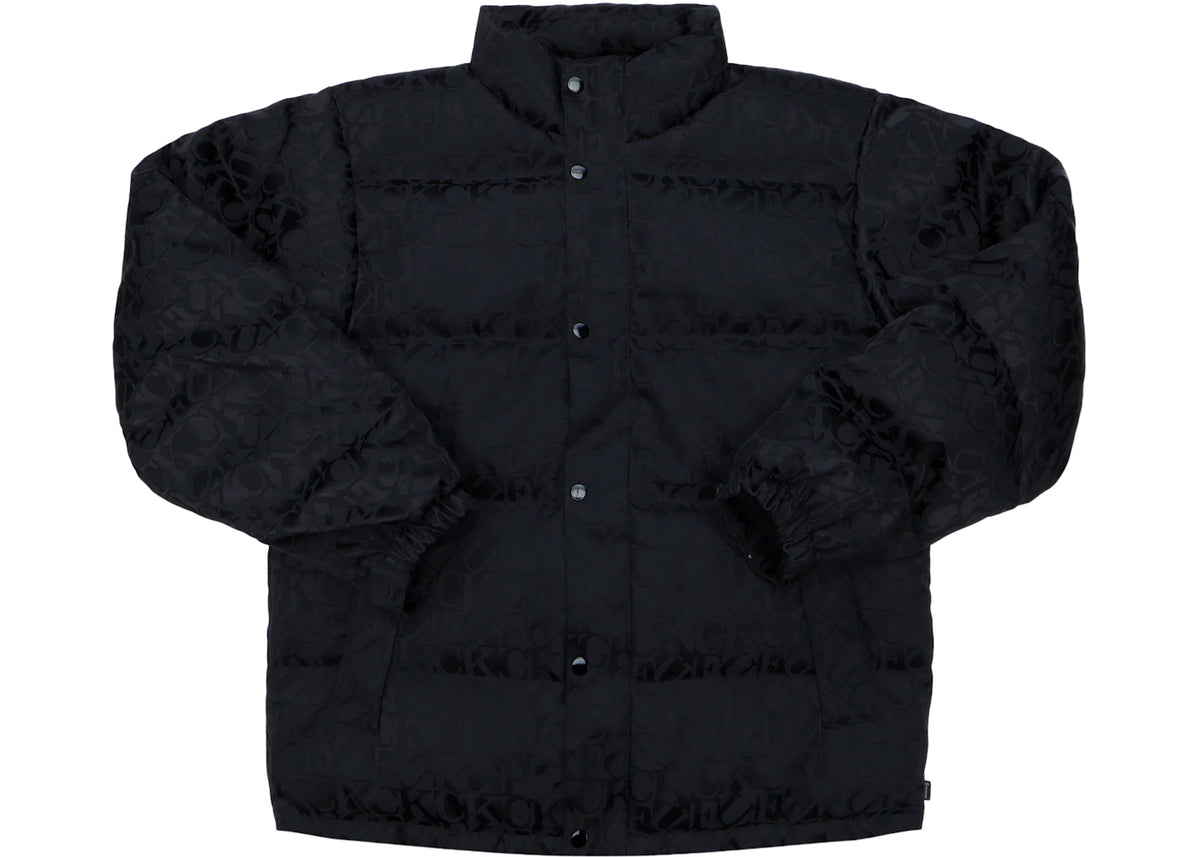 Supreme Fuck Jacquard Puffy Jacket Black - vue 360