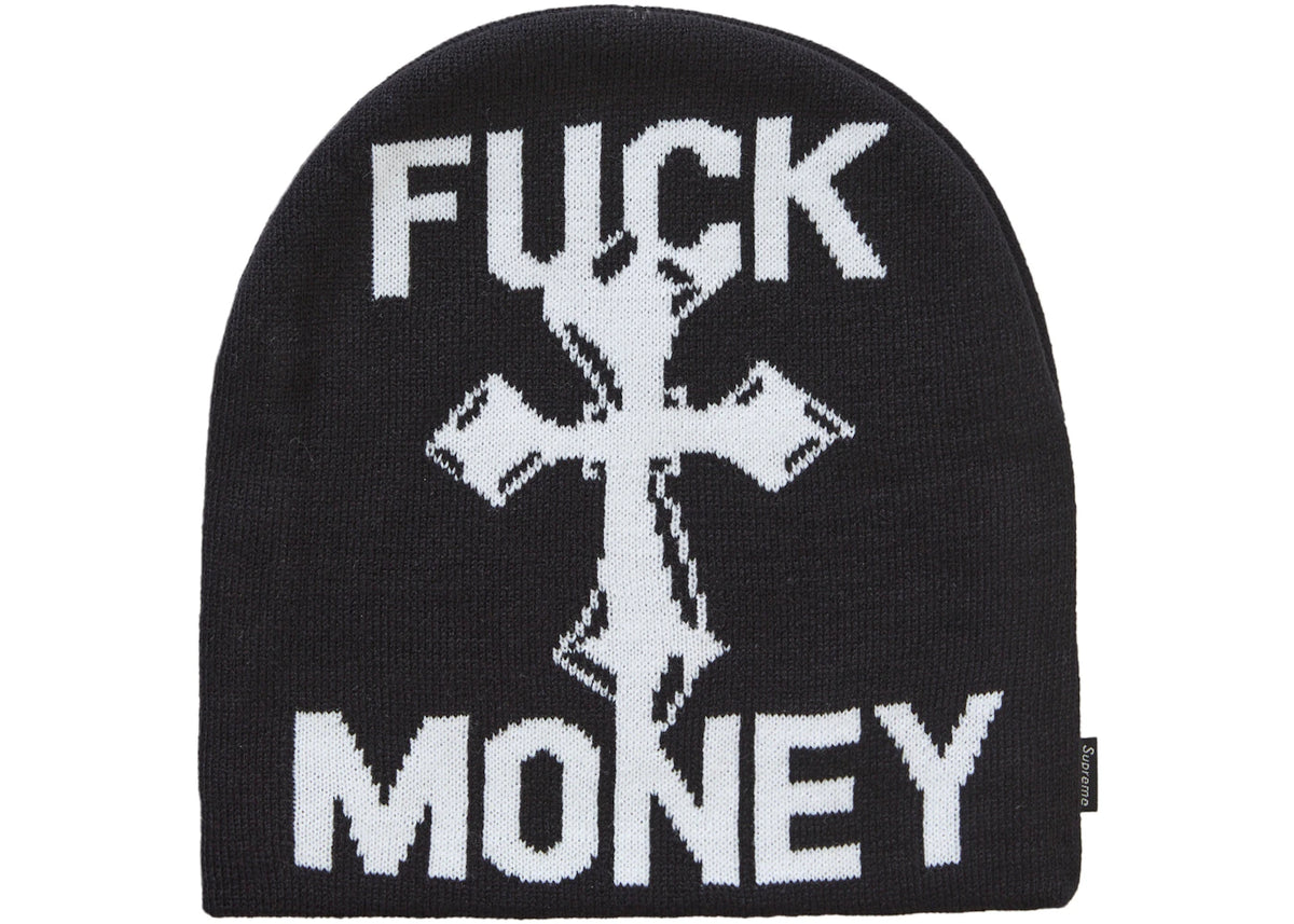 Supreme Fuck Money Beanie Black - vue 360
