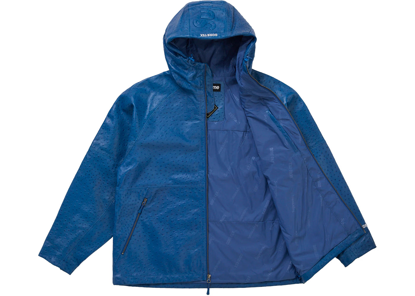 Supreme GORE-TEX Ostrich Embosssed Leather Jacket Blue - vue secondaire B