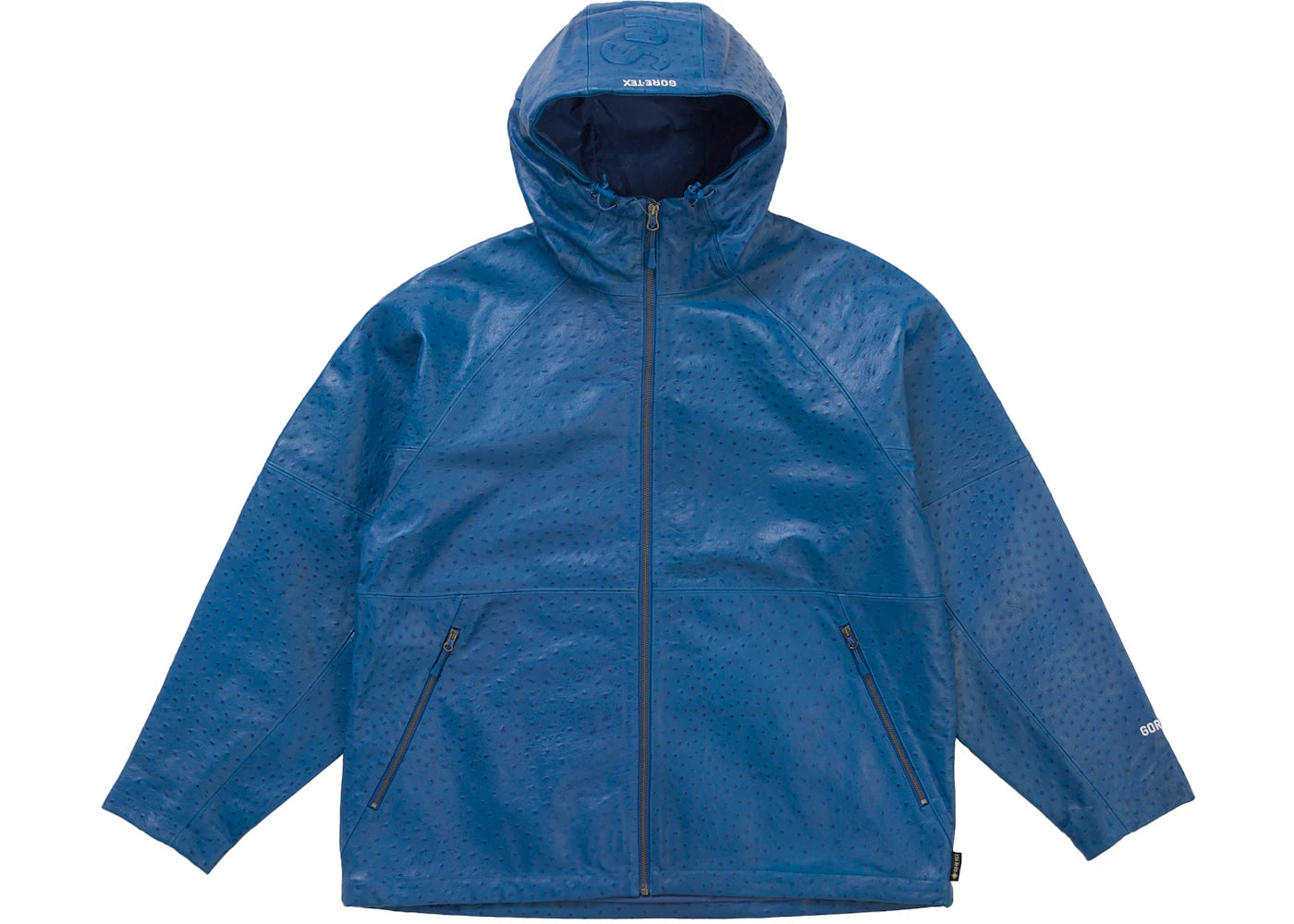 Supreme GORE-TEX Ostrich Embosssed Leather Jacket Blue - vue secondaire A
