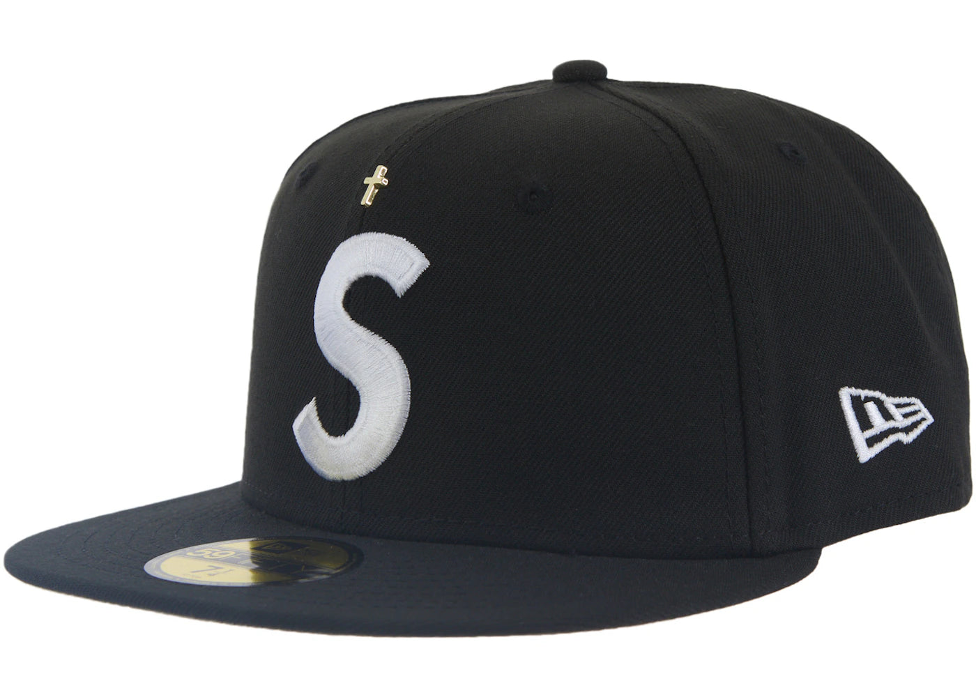 Supreme Gold Cross S Logo New Era Fitted Hat Black - vue 360