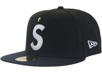 Supreme Gold Cross S Logo New Era Fitted Hat Black - authentic Supreme product