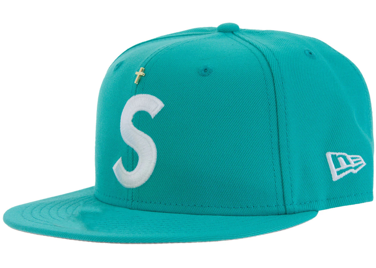 Supreme Gold Cross S Logo New Era Fitted Hat Teal - vue secondaire A