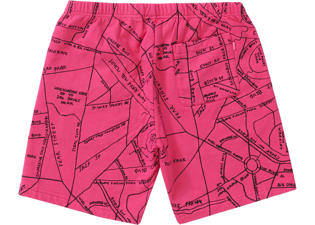 Supreme Gonz Embroidered Map Sweatshort Magenta - vue secondaire B
