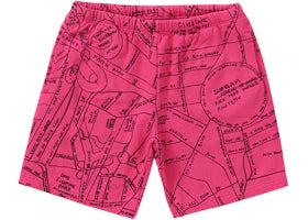 Supreme Gonz Embroidered Map Sweatshort Magenta - vue 360
