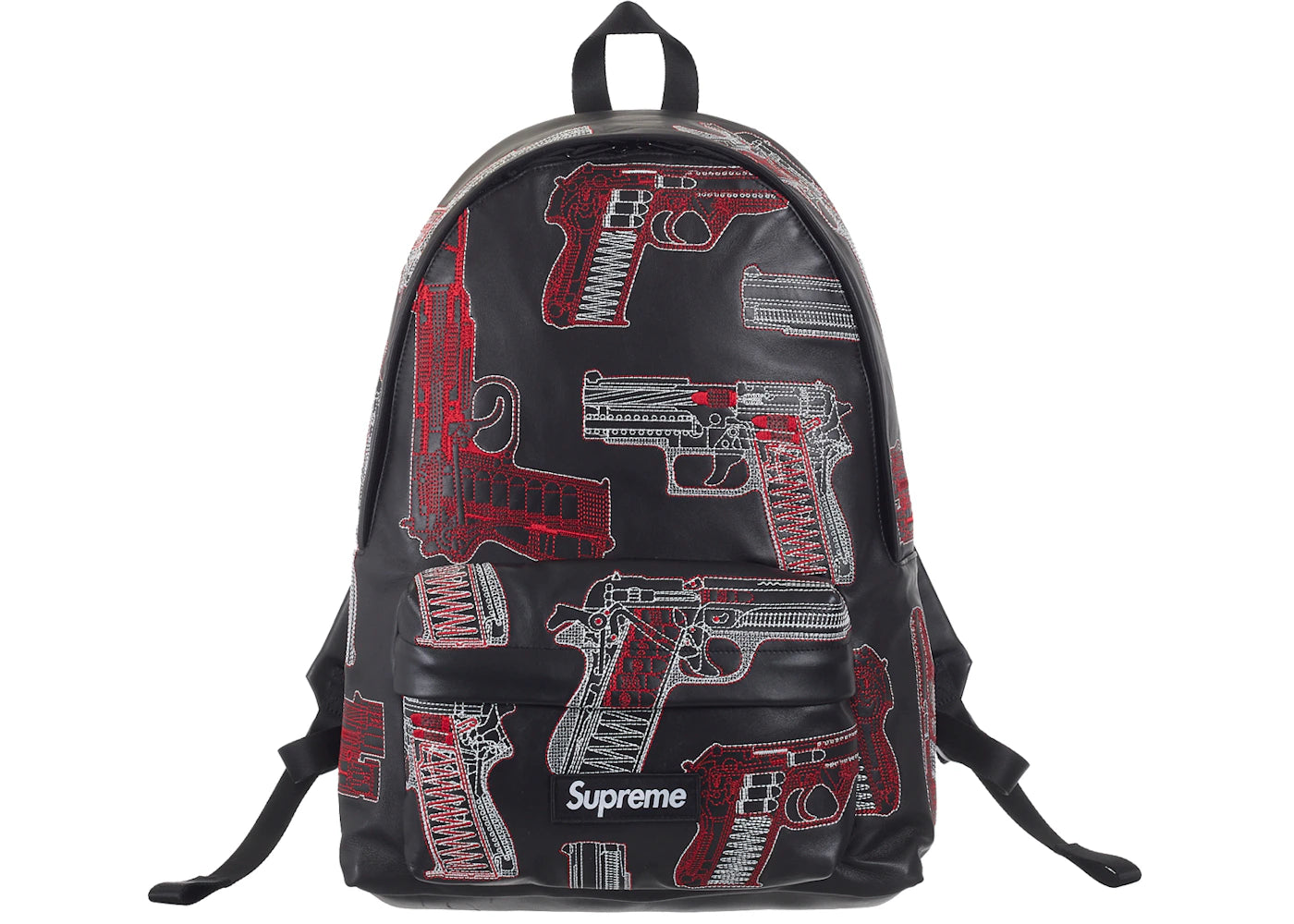 Supreme Guns Embroidered Leather Backpack Black - vue 360