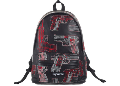 Supreme Guns Embroidered Leather Backpack Black - authentic Supreme product