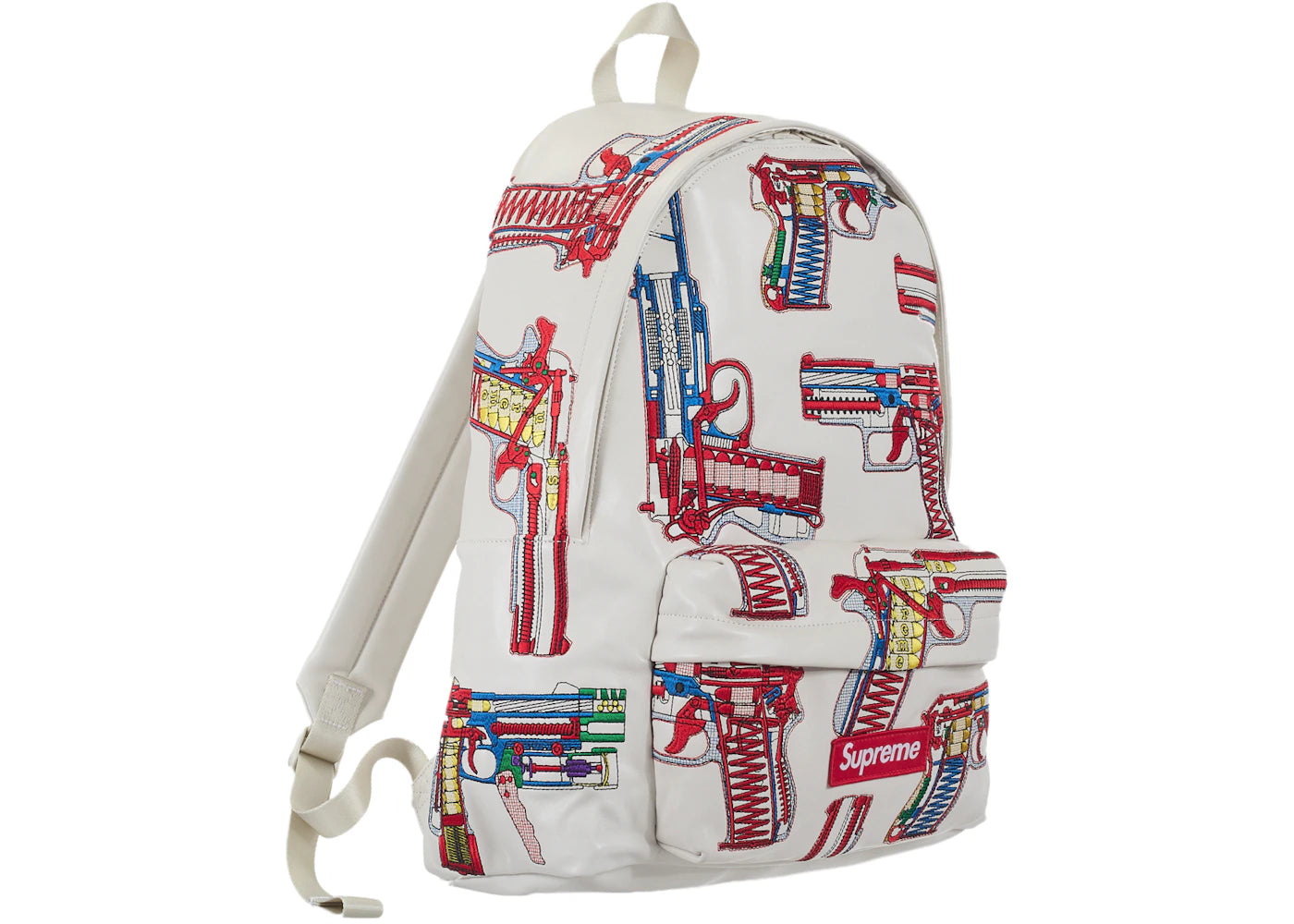 Supreme Guns Embroidered Leather Backpack White - vue secondaire B