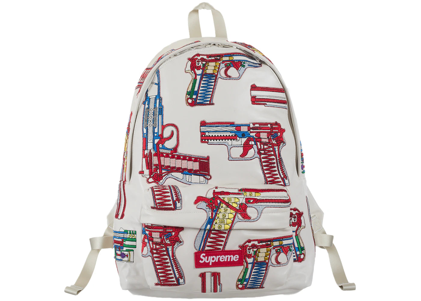 Supreme Guns Embroidered Leather Backpack White - vue secondaire A