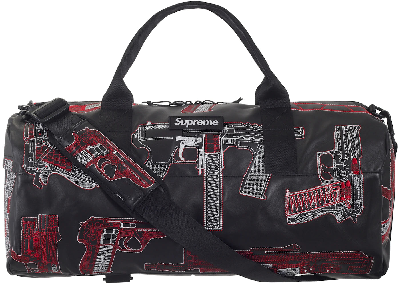 Supreme Guns Embroidered Leather Duffle Bag Black - vue secondaire A