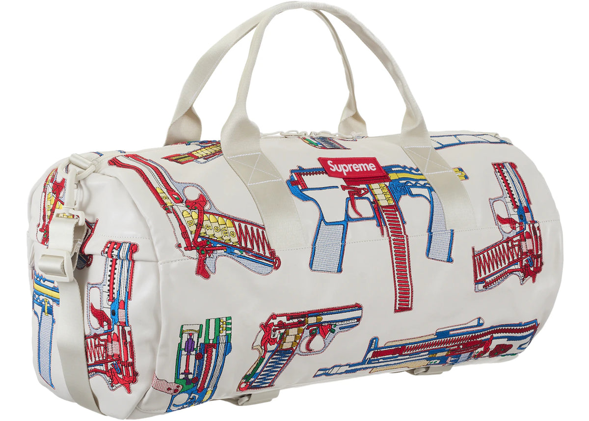 Supreme Guns Embroidered Leather Duffle Bag White - vue secondaire B
