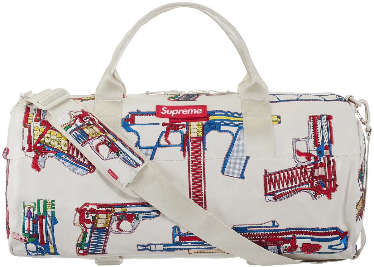 Supreme Guns Embroidered Leather Duffle Bag White - vue secondaire A