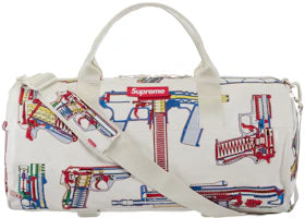 Supreme Guns Embroidered Leather Duffle Bag White - vue 360