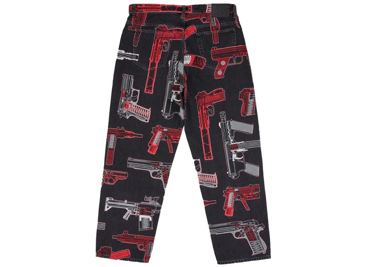 Supreme Guns Embroidered Loose Fit Jean Washed Black - vue secondaire B