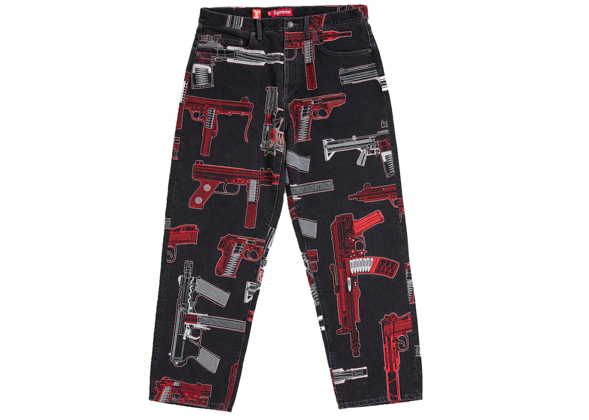 Supreme Guns Embroidered Loose Fit Jean Washed Black - vue secondaire A