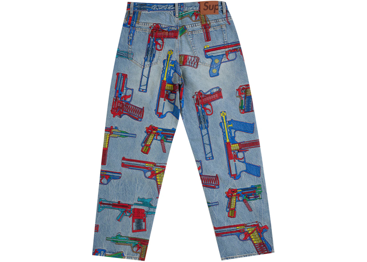 Supreme Guns Embroidered Loose Fit Jean Washed Indigo - vue secondaire B