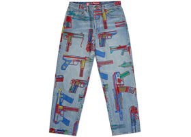 Supreme Guns Embroidered Loose Fit Jean Washed Indigo