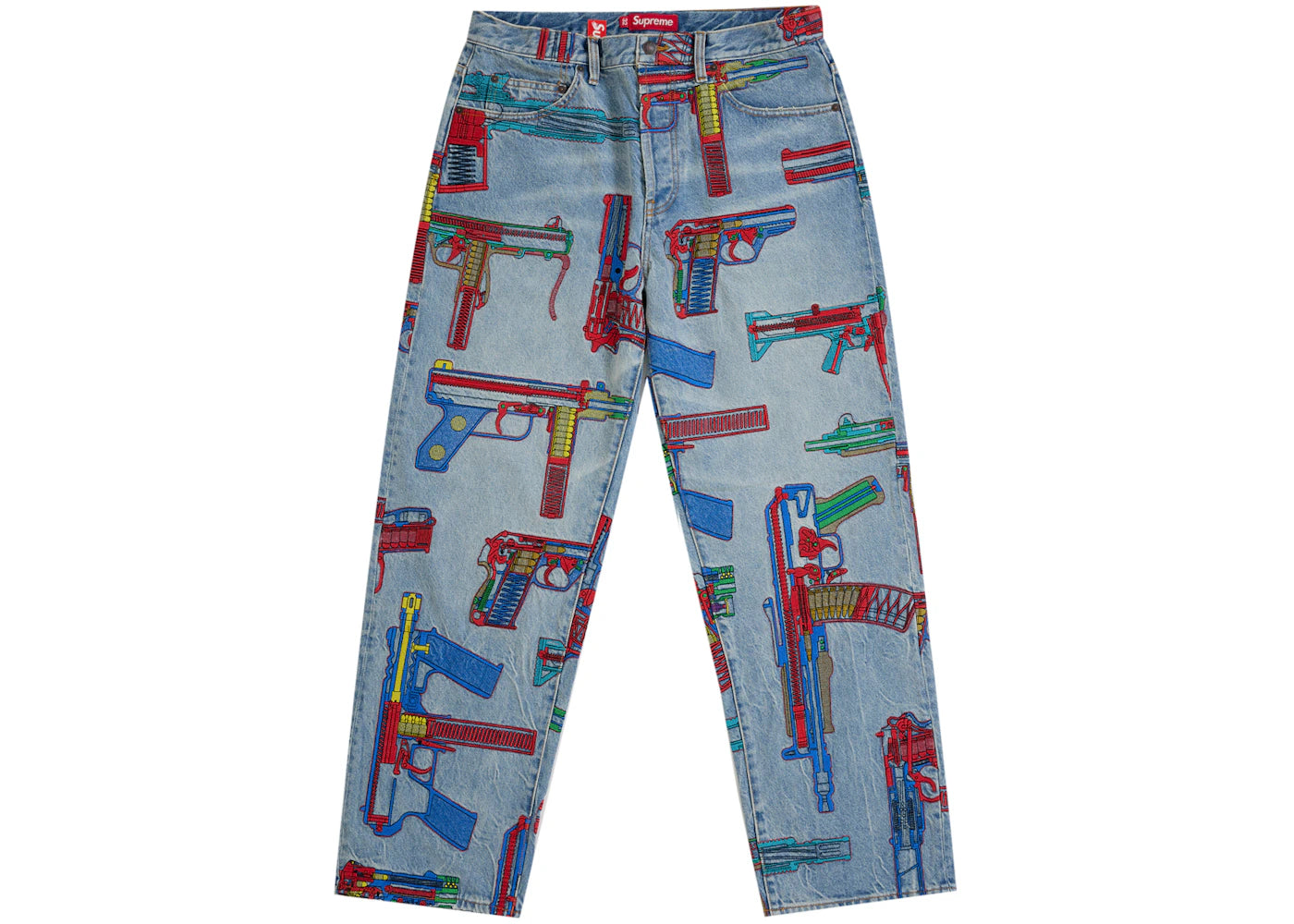 Supreme Guns Embroidered Loose Fit Jean Washed Indigo - vue secondaire A