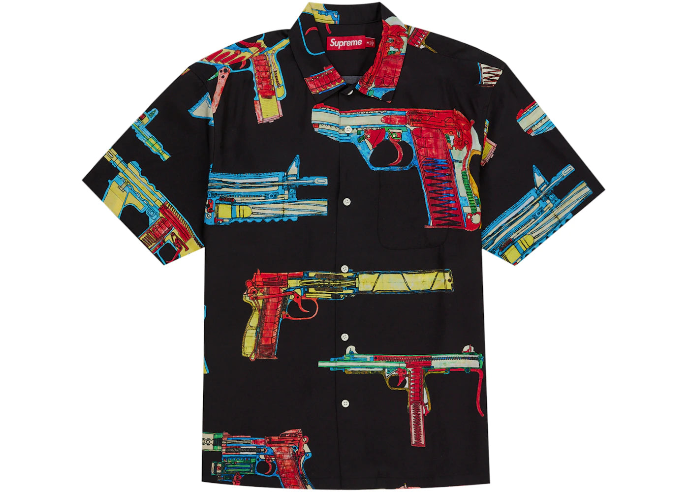 Supreme Guns Silk S/S Shirt Black - vue 360