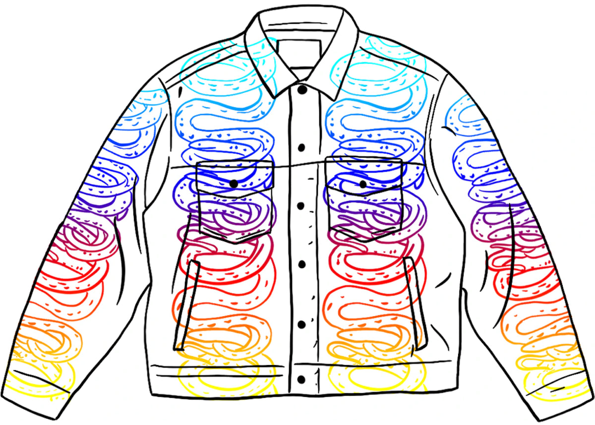 Supreme HYSTERIC GLAMOUR Snake Denim Trucker Jacket White - vue secondaire A