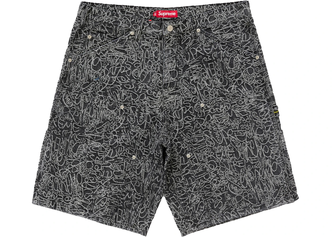 Supreme Handwriting Double Knee Denim Short Black - vue secondaire A