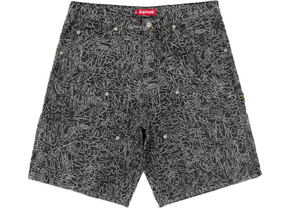 Supreme Handwriting Double Knee Denim Short Black - product view 2