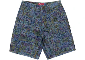 Supreme Handwriting Double Knee Denim Short Indigo