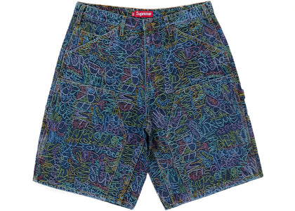 Supreme Handwriting Double Knee Denim Short Indigo - product view 2