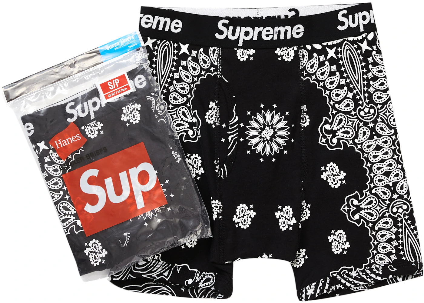 Supreme Hanes Bandana Boxer Briefs (2 Pack) Black - vue 360