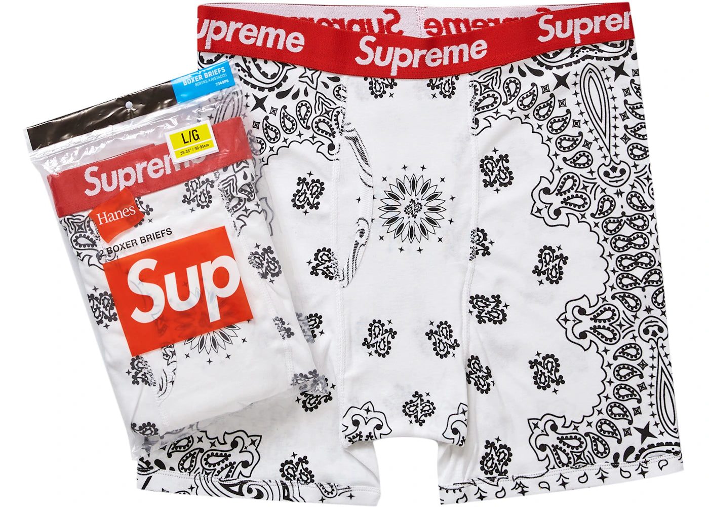 Supreme Hanes Bandana Boxer Briefs (2 Pack) White - vue secondaire A