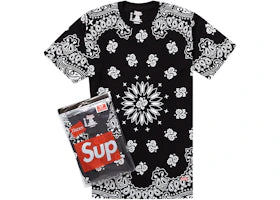 Supreme Hanes Bandana Tagless Tees (2 Pack) Black