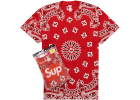 Supreme Hanes Bandana Tagless Tees (2 Pack) Red - vue 360